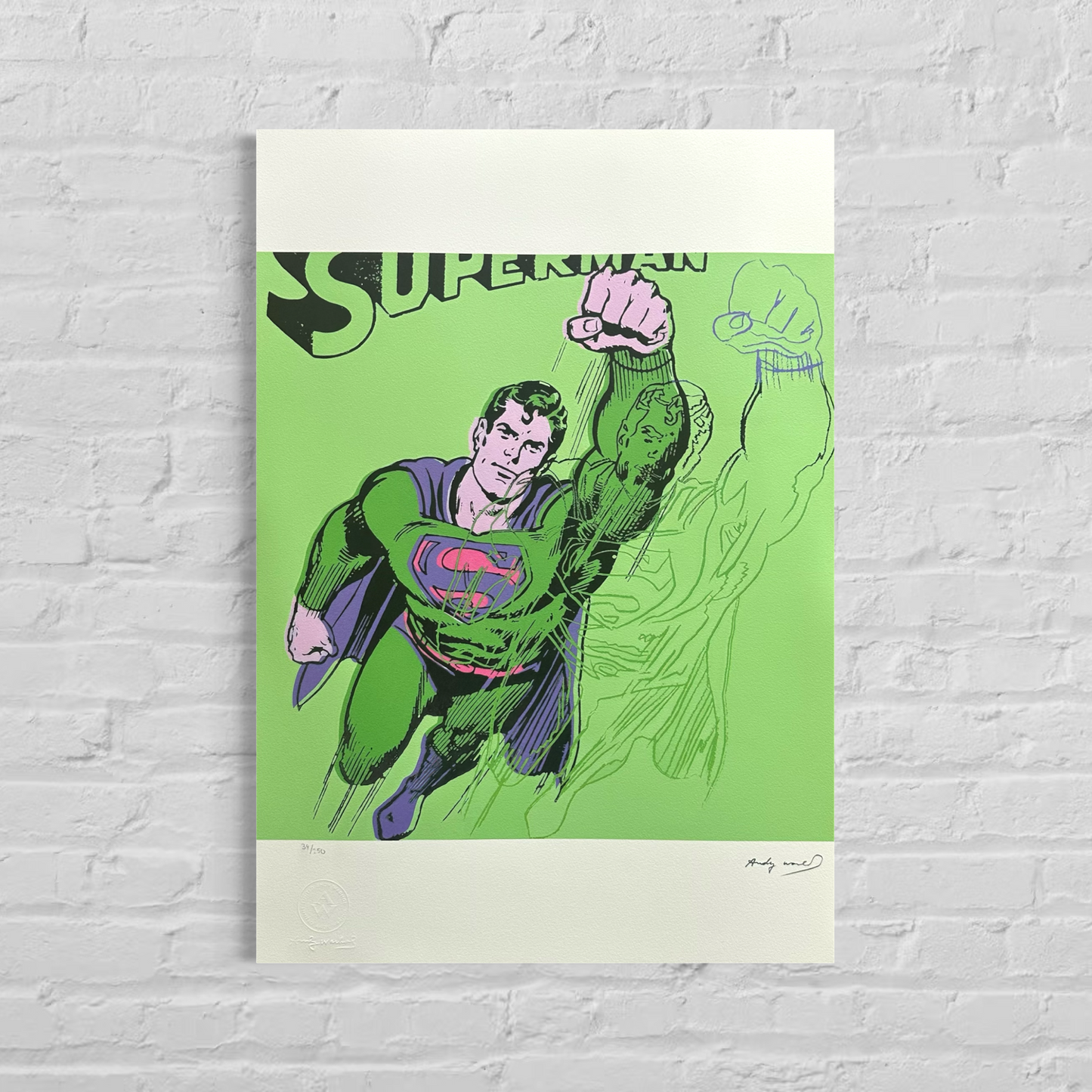 Andy Warhol Superman (Hellgrün) Lithographie Bögen 300 g/m² 42 x 59 cm