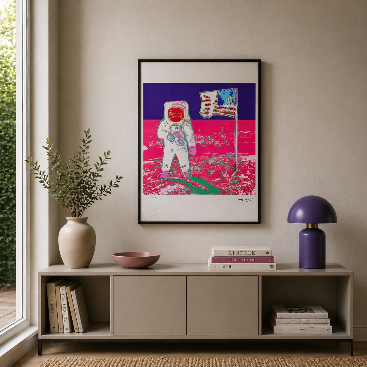 Andy Warhol Moonwalk (Neon Pink & Lila) Lithographie Bögen 300 g/m² 42 x 59 cm