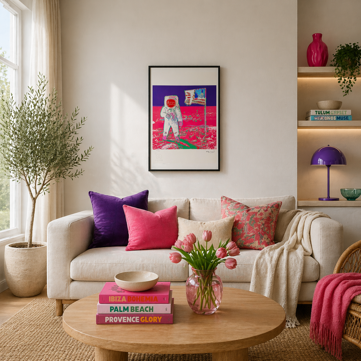 Andy Warhol Moonwalk (Neon Pink & Lila) Lithographie Bögen 300 g/m² 42 x 59 cm