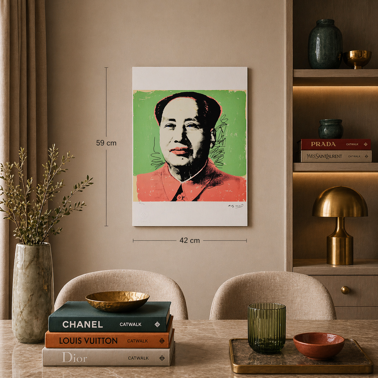 Andy Warhol Mao (Grün & Rot) Lithographie Bögen 300gsm 42x59 cm