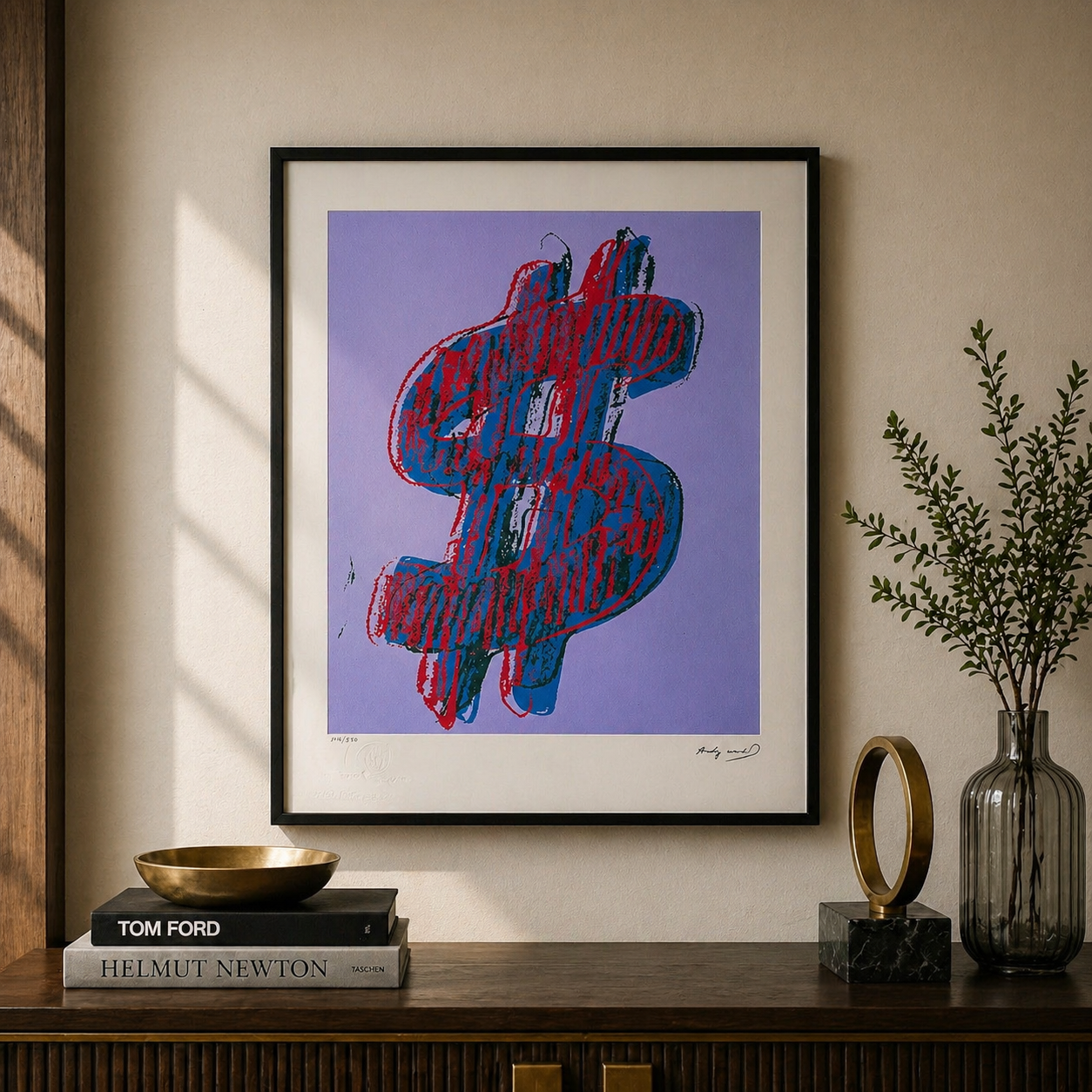 Andy Warhol Dollar (Blau) Lithographie Arches 300gsm 42x59 cm