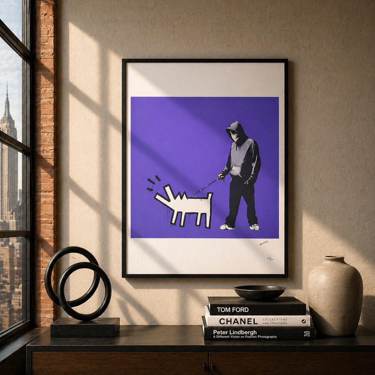 Banksy Barking Dog (lila) Lithografie Bögen 300 g/m² 42 x 59 cm