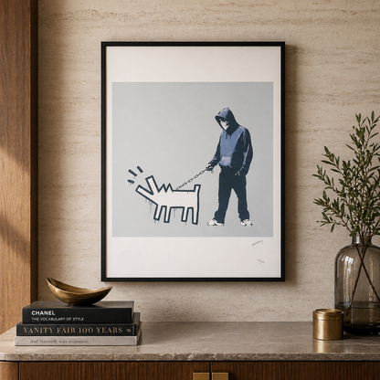 Banksy Barking Dog (Grau) Lithographie Bögen 300 g/m² 42 x 59 cm