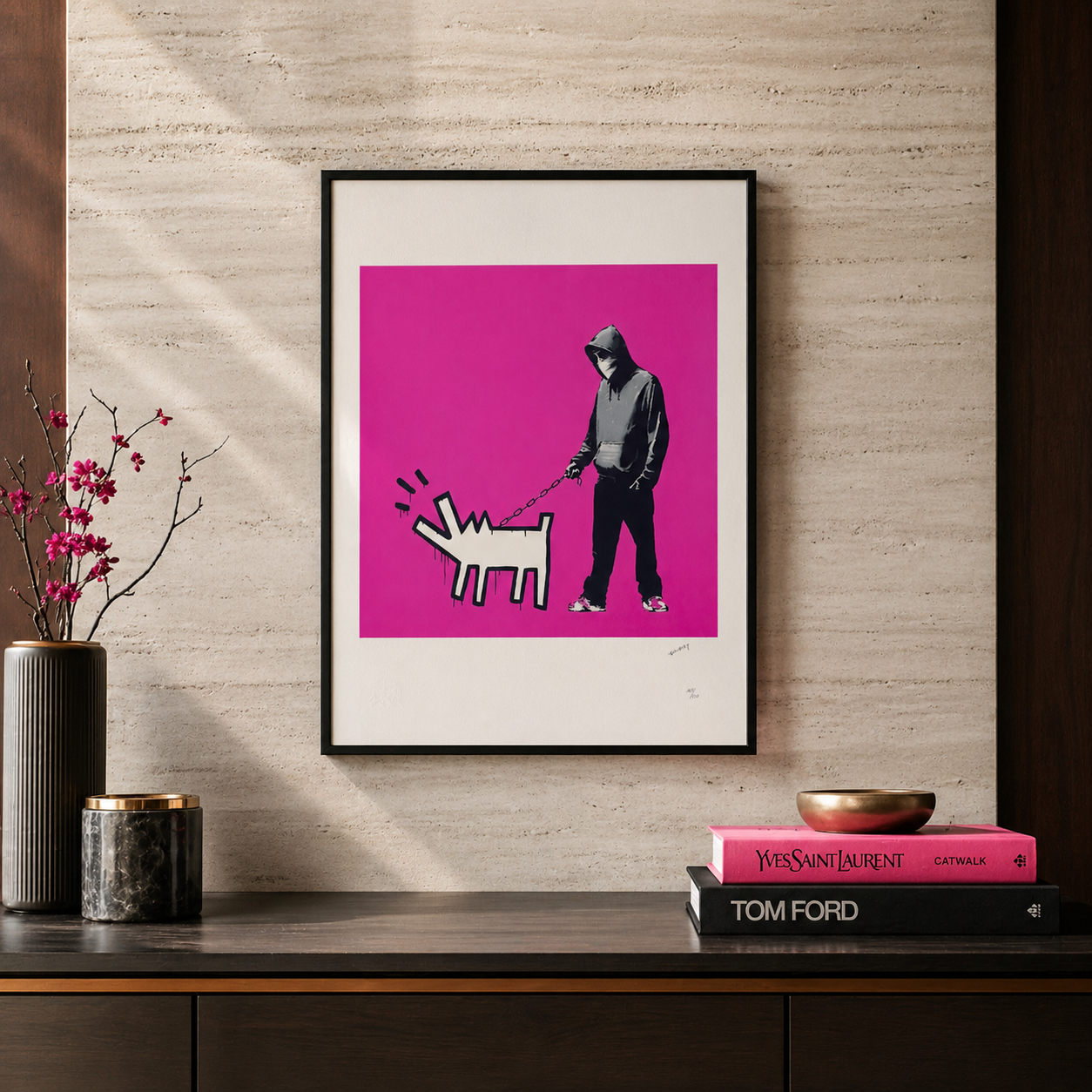 Banksy Barking Dog (Hellviolett) Lithographie Bögen 300 g/m² 42 x 59 cm