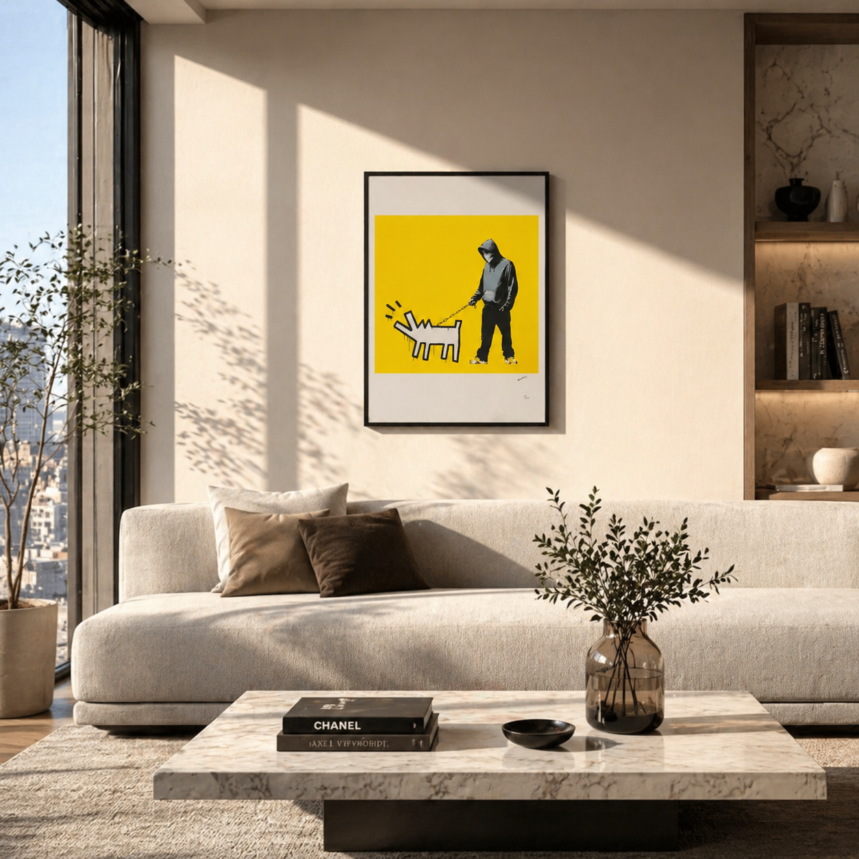 Banksy Barking Dog (Gelb) Lithographie Bögen 300 g/m² 42 x 59 cm