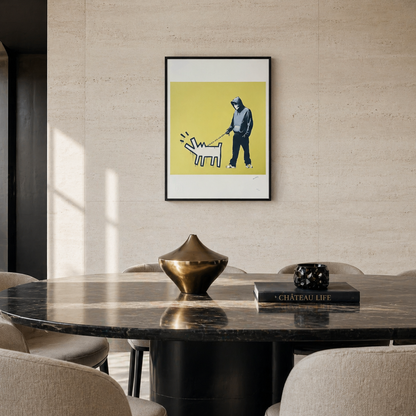 Banksy Barking Dog (Khaki Gelb) Lithographie Bögen 300 g/m² 42 x 59 cm
