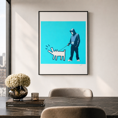 Banksy Barking Dog (Türkis) Lithographie Bögen 300 g/m² 42 x 59 cm