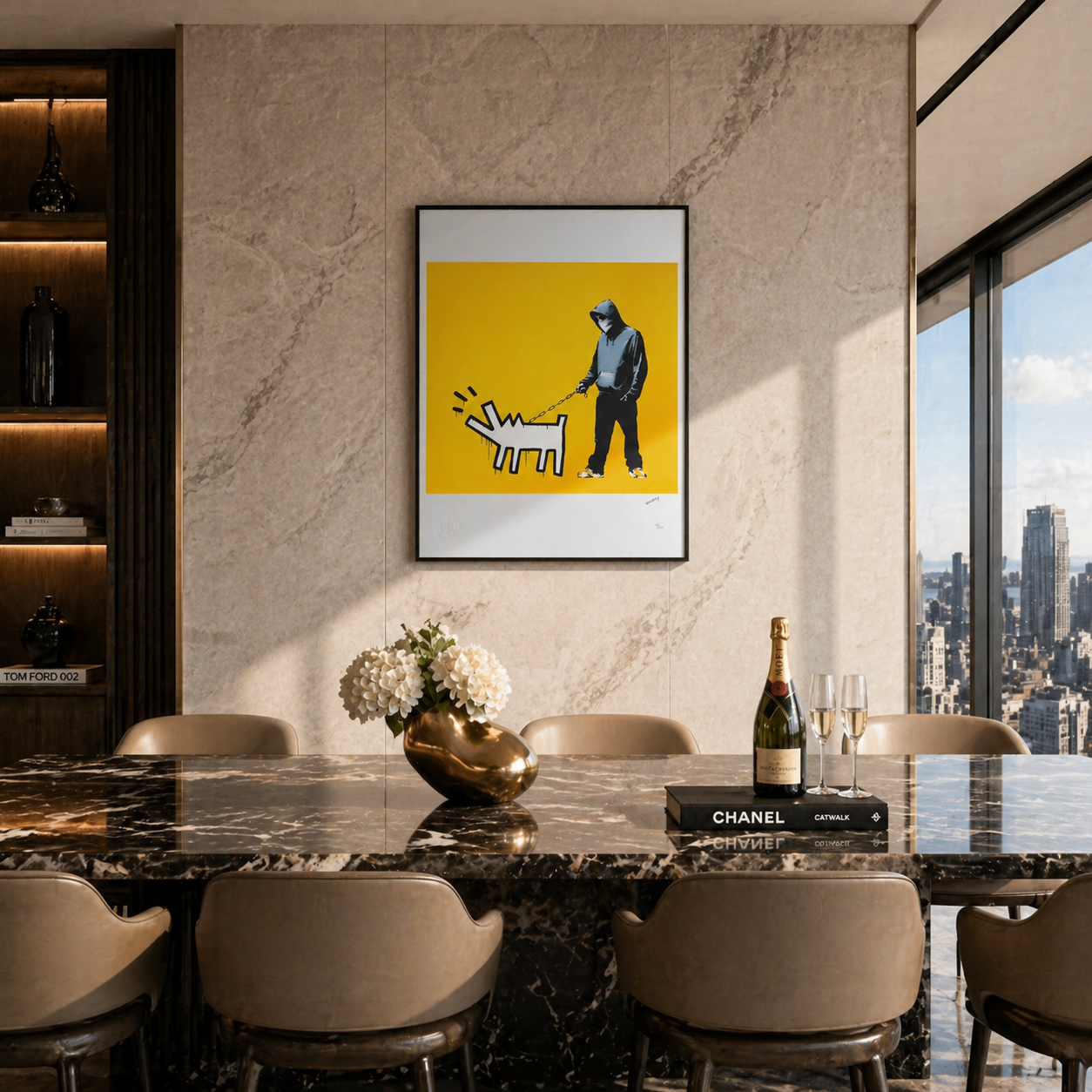 Banksy Barking Dog (Ockergelb) Lithographie Bögen 300 g/m² 42 x 59 cm
