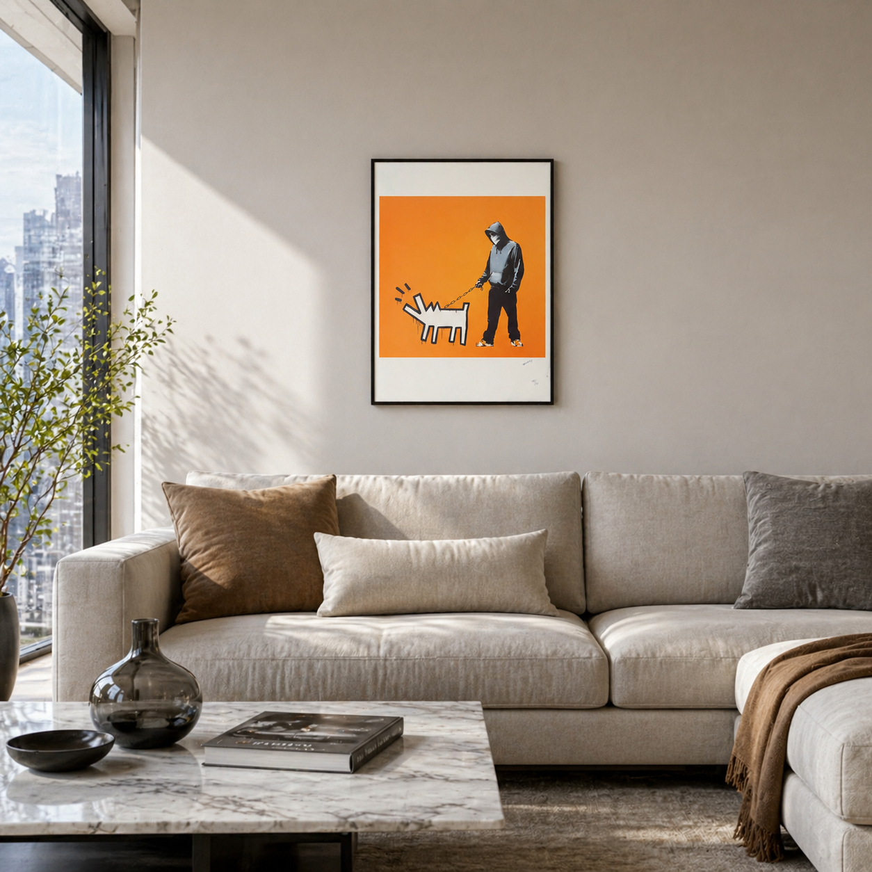 Banksy Barking Dog (Orange) Lithographie Bögen 300 g/m² 42 x 59 cm