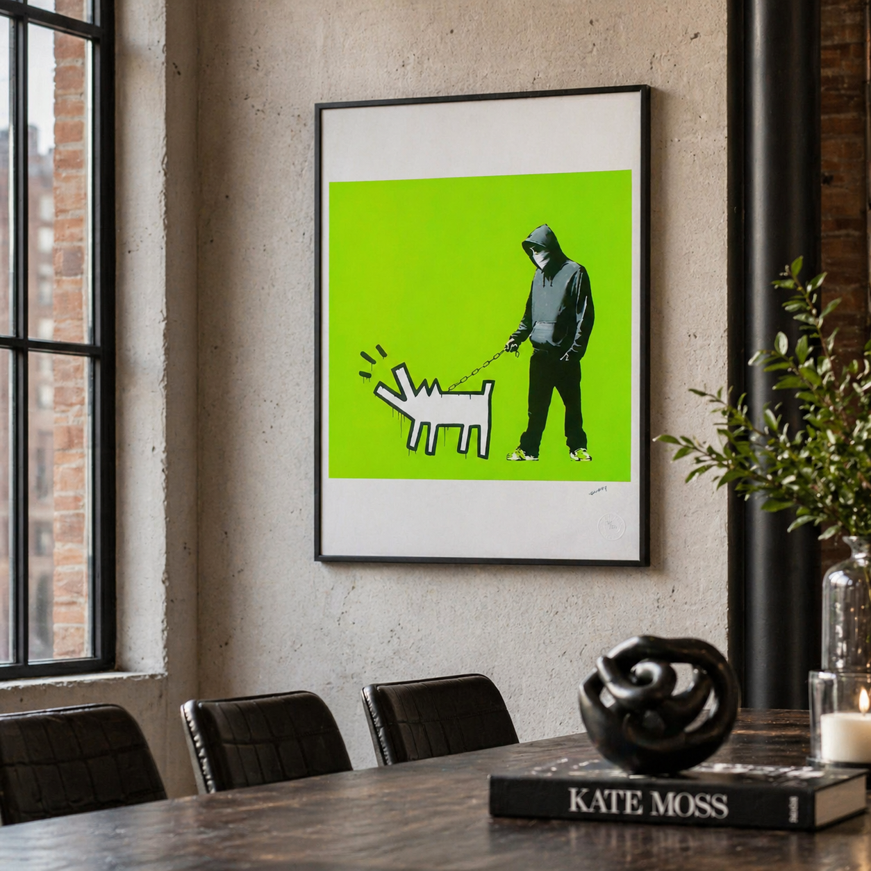 Banksy Barking Dog (Hellgrün) Lithographie Bögen 300 g/m² 42 x 59 cm
