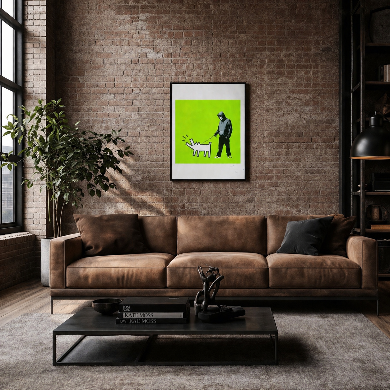 Banksy Barking Dog (Hellgrün) Lithographie Bögen 300 g/m² 42 x 59 cm