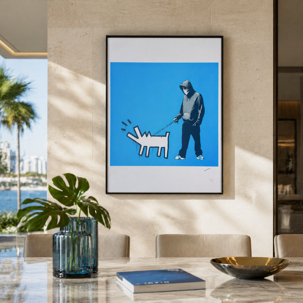 Banksy Barking Dog (Blau) Lithographie Bögen 300 g/m² 42 x 59 cm