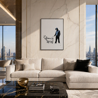 Banksy Barking Dog (Weiß) Lithographie Bögen 300 g/m² 42 x 59 cm