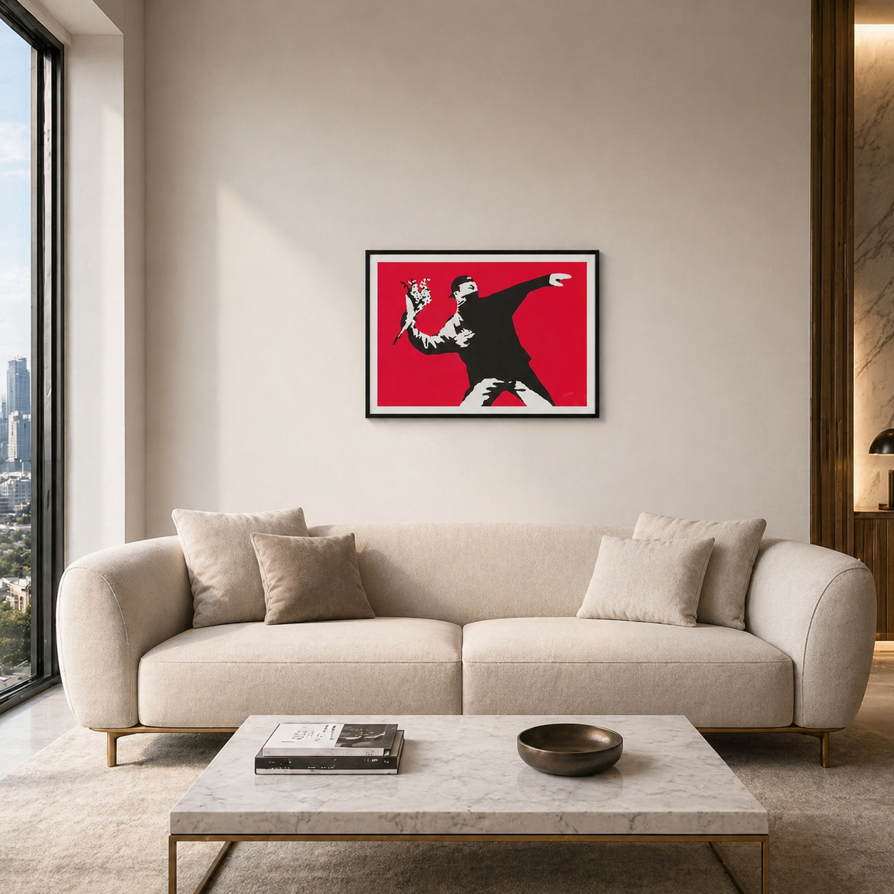 Banksy Love Is in the Air Lithographie Arches 300gsm 42x59 cm