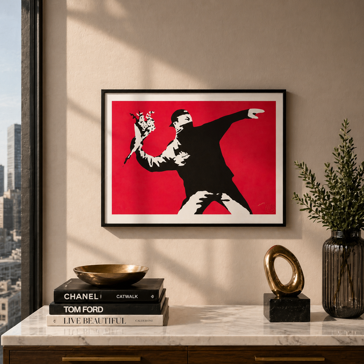 Banksy Love Is in the Air Lithographie Arches 300gsm 42x59 cm