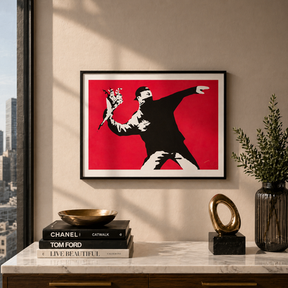 Banksy Love Is in the Air Lithographie Arches 300gsm 42x59 cm