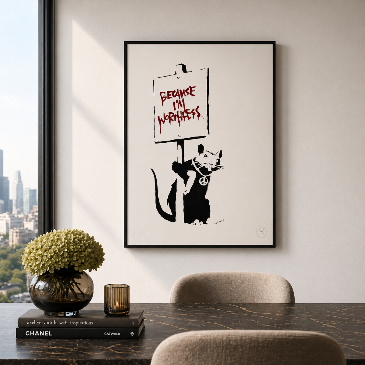 Banksy Because I'm Worthless Lithographie Arches 300gsm 42x59 cm