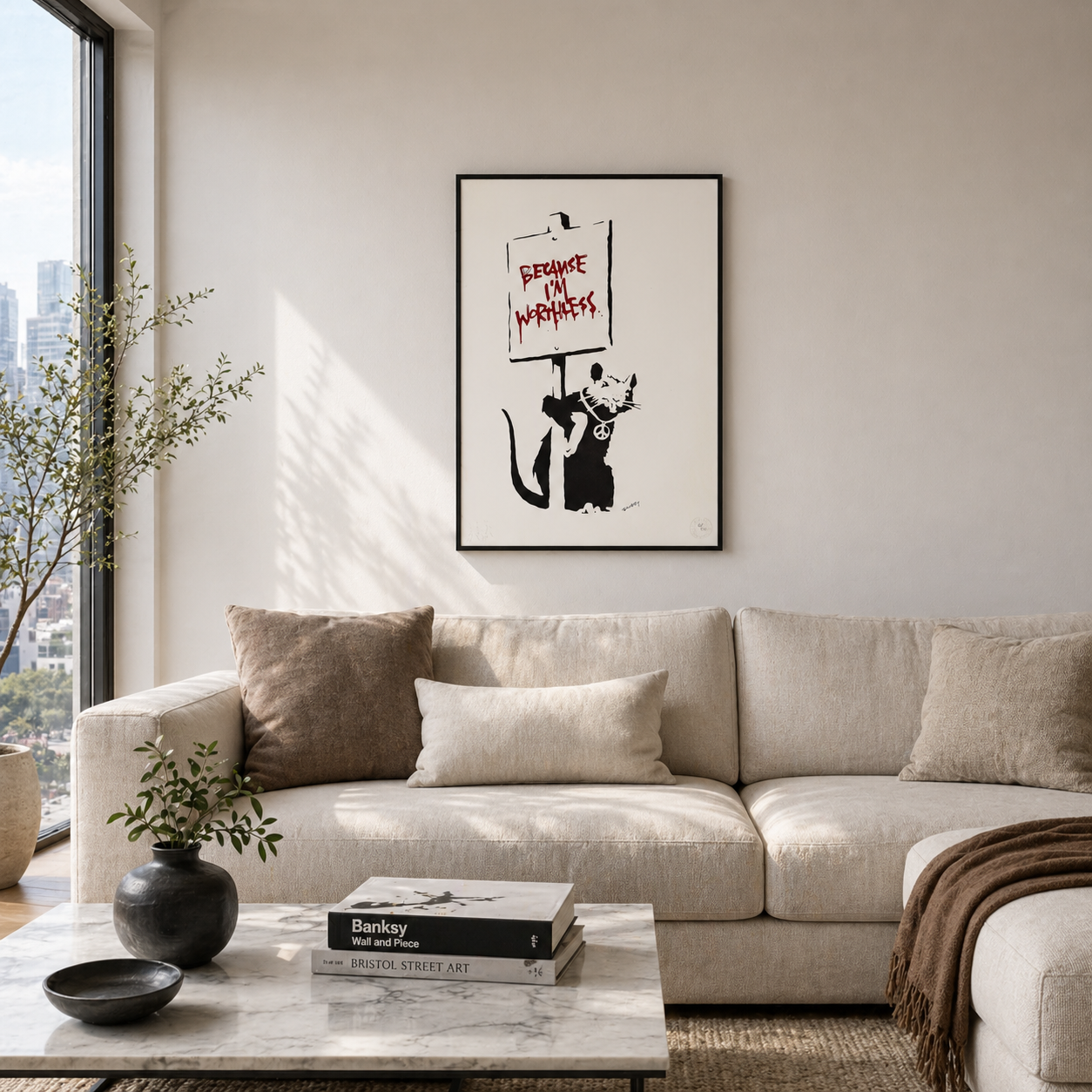 Banksy Because I'm Worthless Lithographie Arches 300gsm 42x59 cm