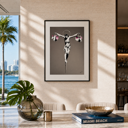 Banksy Christus mit Einkaufstaschen Lithographie Bögen 300 g/m² 42 x 59 cm