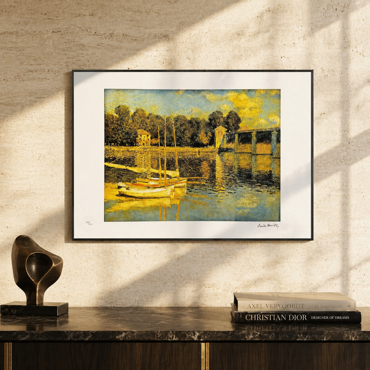 Claude Monet Brücke von Argenteuil Schneelandschaft Lithographie Bögen 300 g/m² 42 x 59 cm