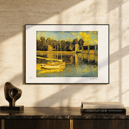 Claude Monet Brücke von Argenteuil Schneelandschaft Lithographie Bögen 300 g/m² 42 x 59 cm