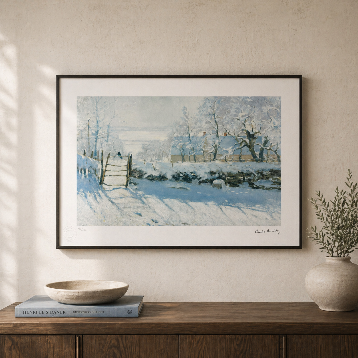 Claude Monet Le Pie Schneelandschaft Lithografie Bögen 300 g/m² 42 x 59 cm