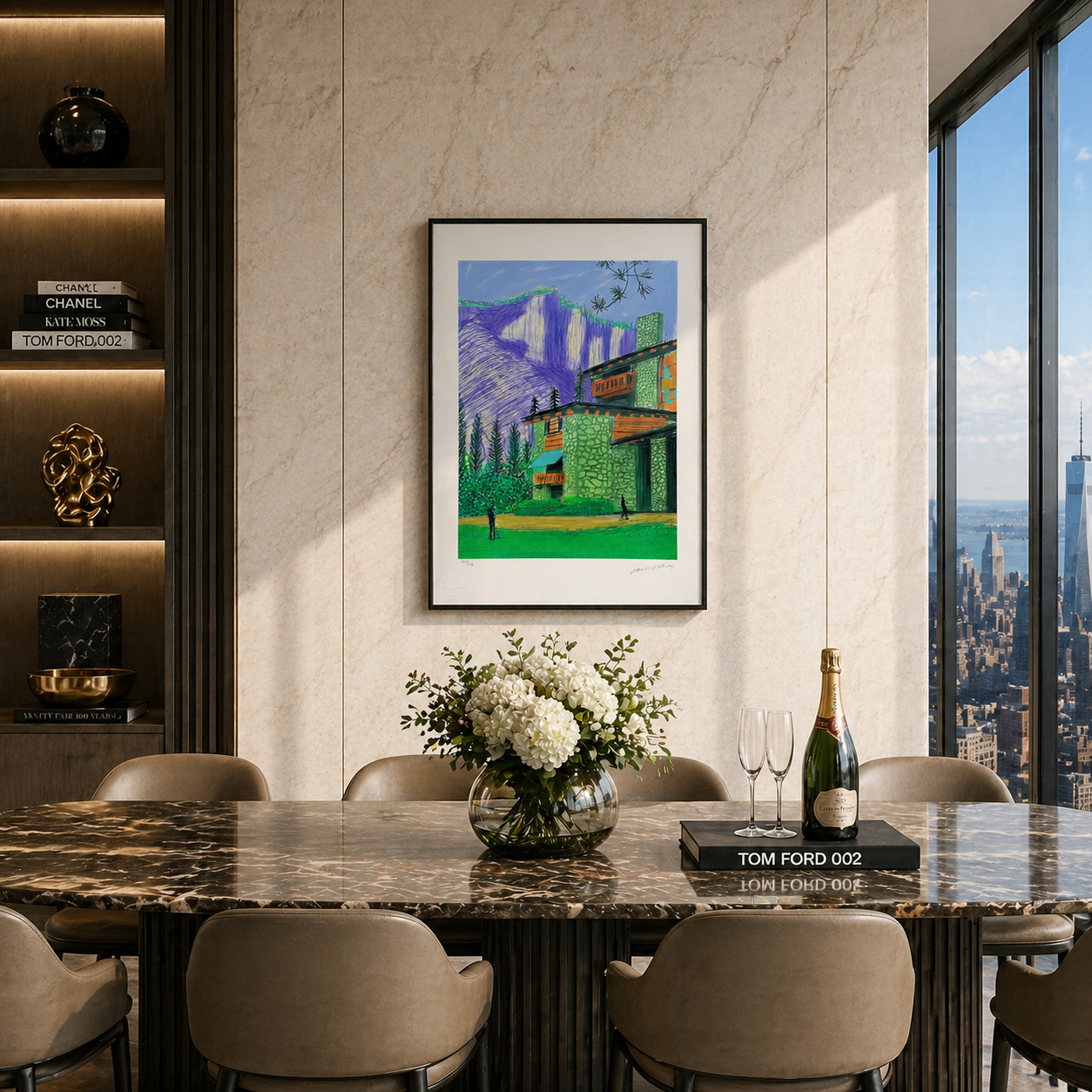 David Hockney House mit 2 Figuren Lithographie Arches 300gsm 42x59 cm
