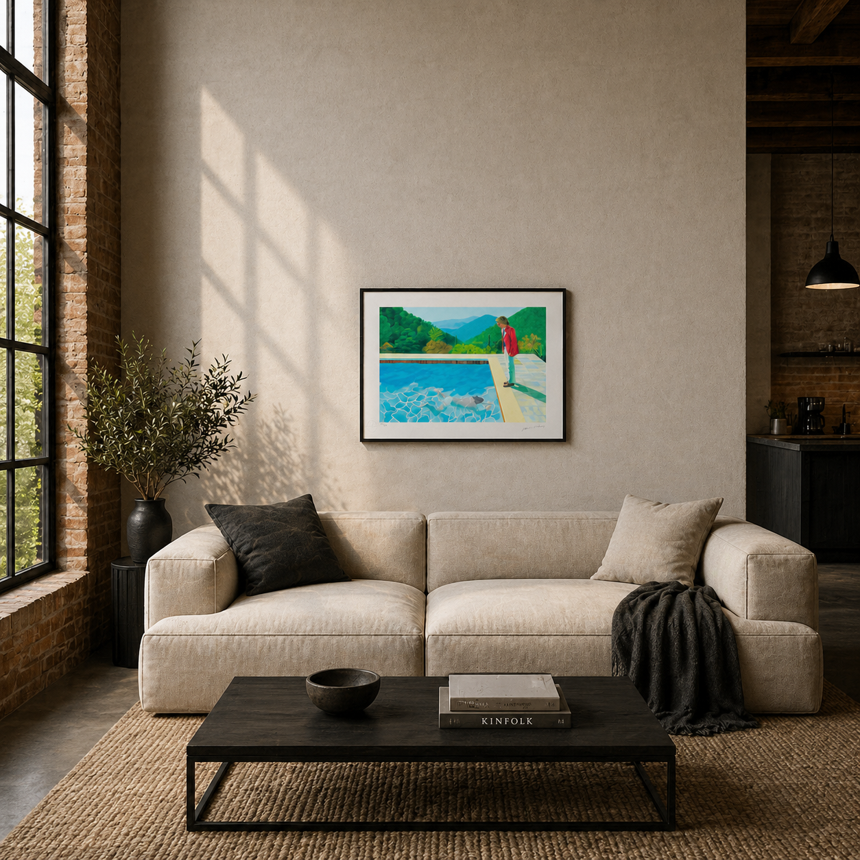 David Hockney Schwimmbad mit Menschen Lithographie Arches 300 g/m² 42 x 59 cm