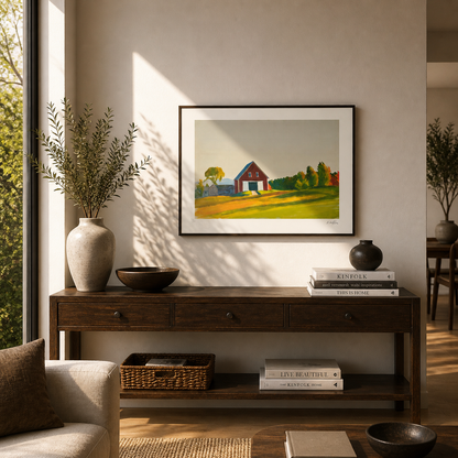 Edward Hopper Red Barn in Autumn Landscape Lithografie Arches 300 g/m² 42 x 59 cm