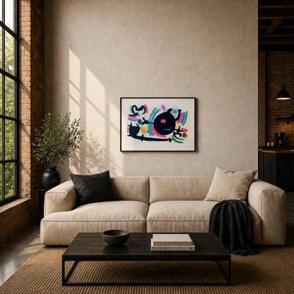 Joan Miró zentraler schwarzer Kreis Lithografie Bögen 300 g/m² 42 x 59 cm