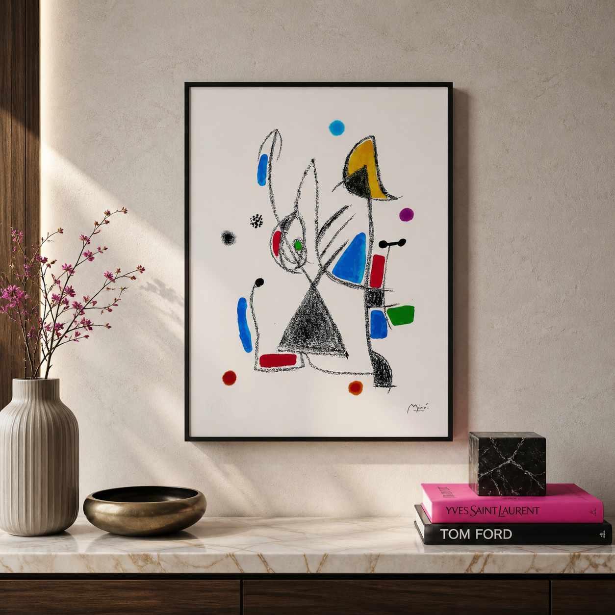 Joan Miró geometrische Linienkomposition Lithographie Arches 300 g/m² 42 x 59 cm