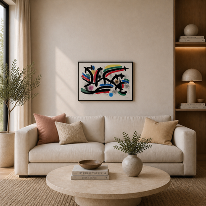 Horizontale Linienkomposition von Joan Miró, Lithografie-Bögen, 300 g/m², 42 x 59 cm