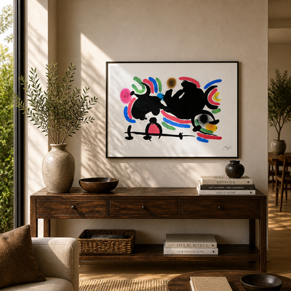 Joan Miró dynamische horizontale Komposition Lithographie Bögen 300 g/m² 42 x 59 cm