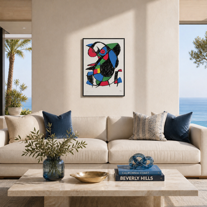 Joan Miró abstrakte Figur mit Farbflächen Lithographie Arches 300gsm 42x59 cm