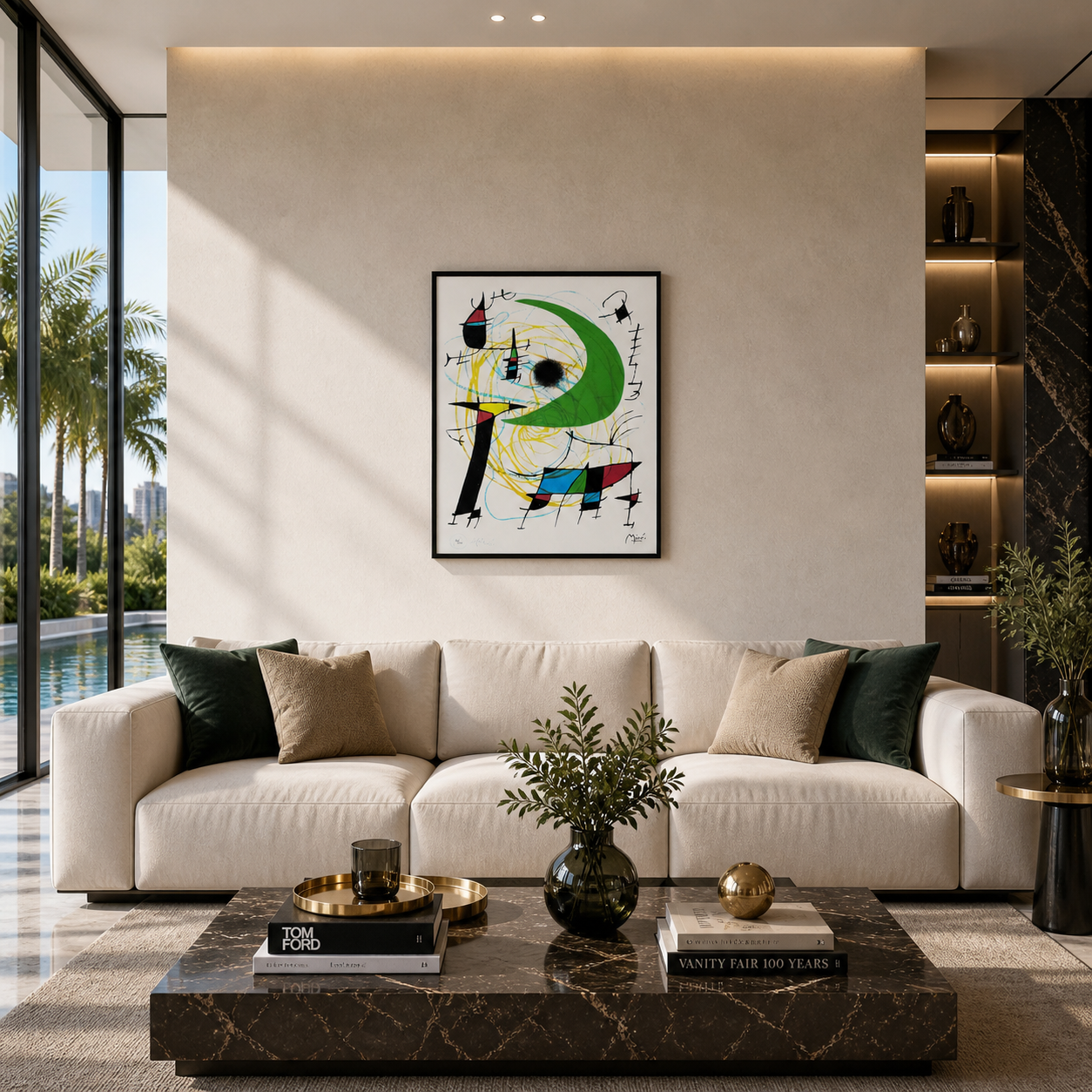 Joan Miró Kreiskomposition mit Linien Lithographie Arches 300 g/m² 42 x 59 cm