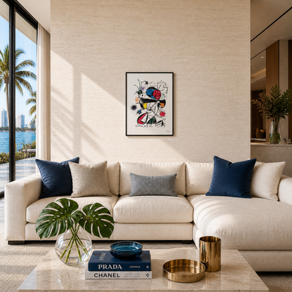 Joan Miró Linienkomposition mit Farblithografie-Bögen, 300 g/m², 42 x 59 cm