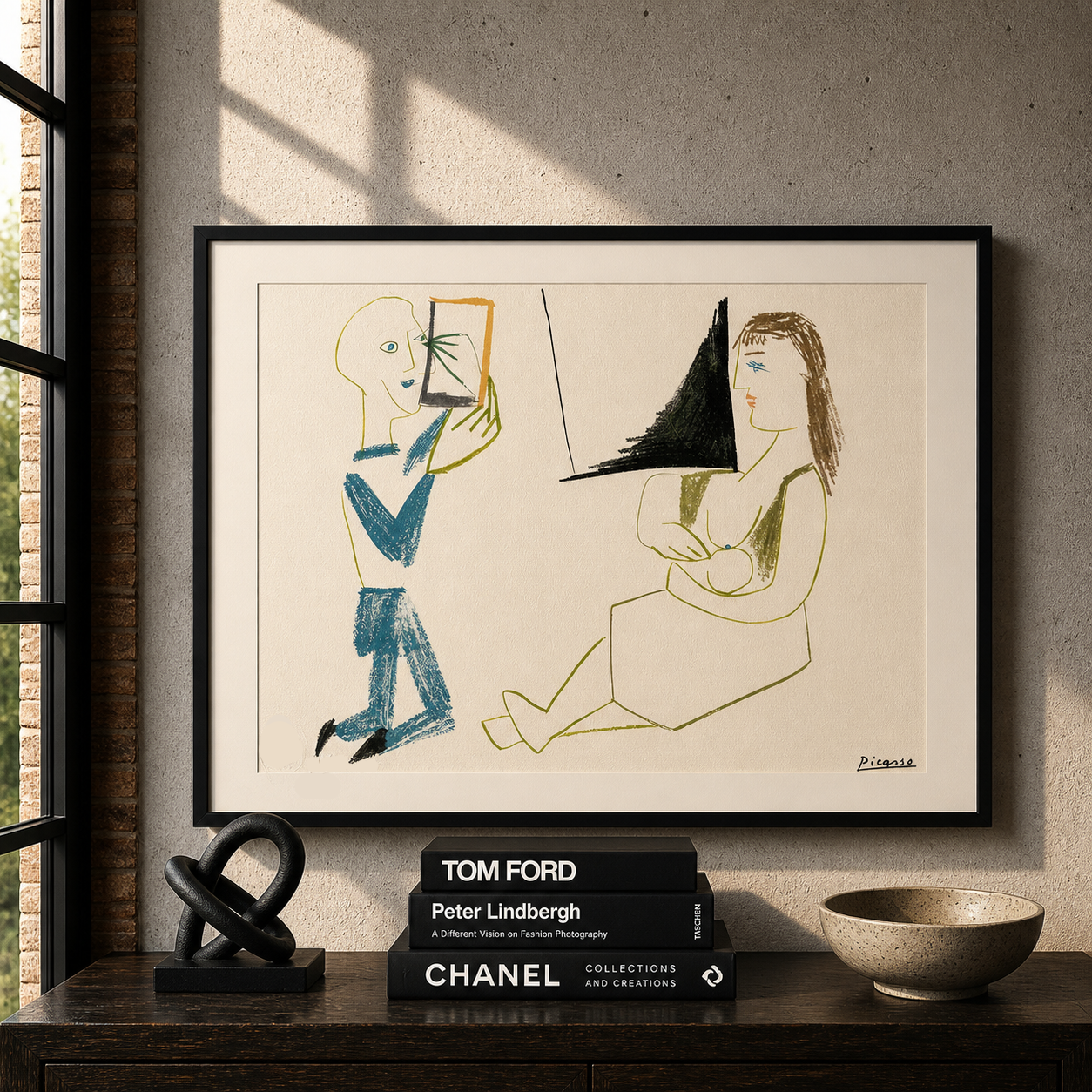 Pablo Picasso Clown und nackte Frau 1954 Lithographie Arches 300 g/m² 42 x 59 cm