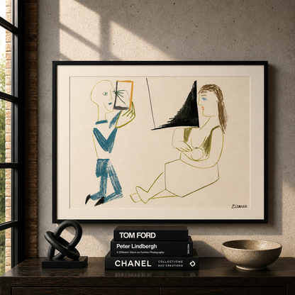 Pablo Picasso Clown und nackte Frau 1954 Lithographie Arches 300 g/m² 42 x 59 cm