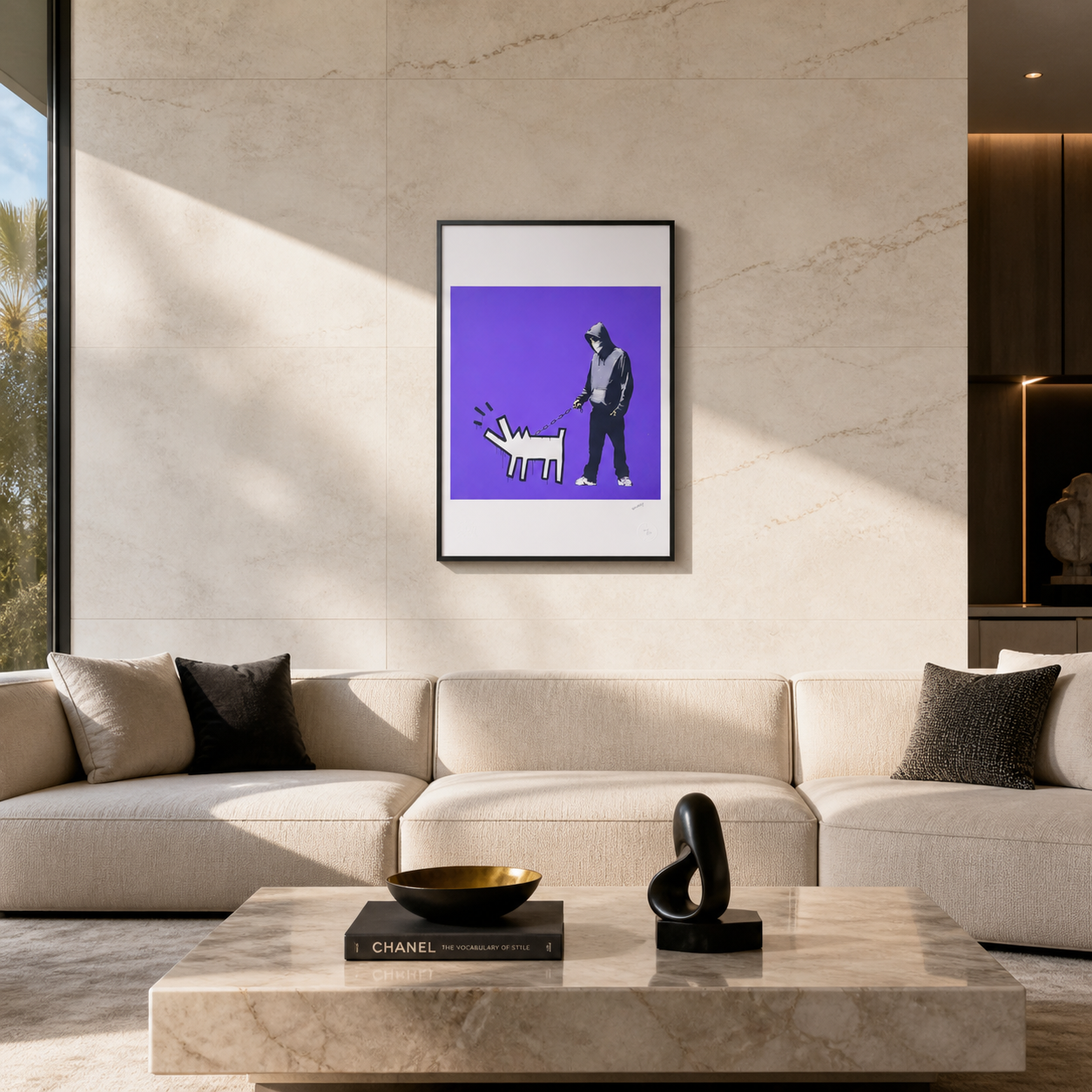 Banksy Barking Dog (lila) Lithografie Bögen 300 g/m² 42 x 59 cm