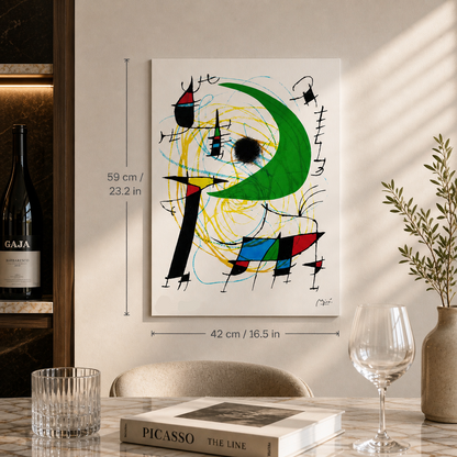 Joan Miró Kreiskomposition mit Linien Lithographie Arches 300 g/m² 42 x 59 cm
