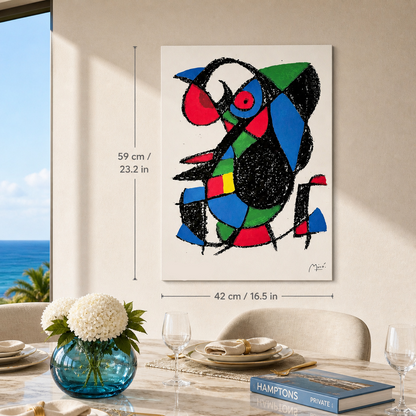 Joan Miró abstrakte Figur mit Farbflächen Lithographie Arches 300gsm 42x59 cm