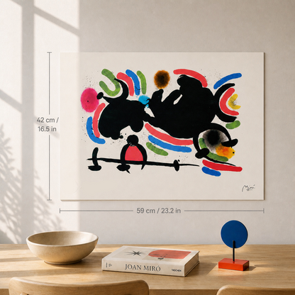 Joan Miró dynamische horizontale Komposition Lithographie Bögen 300 g/m² 42 x 59 cm