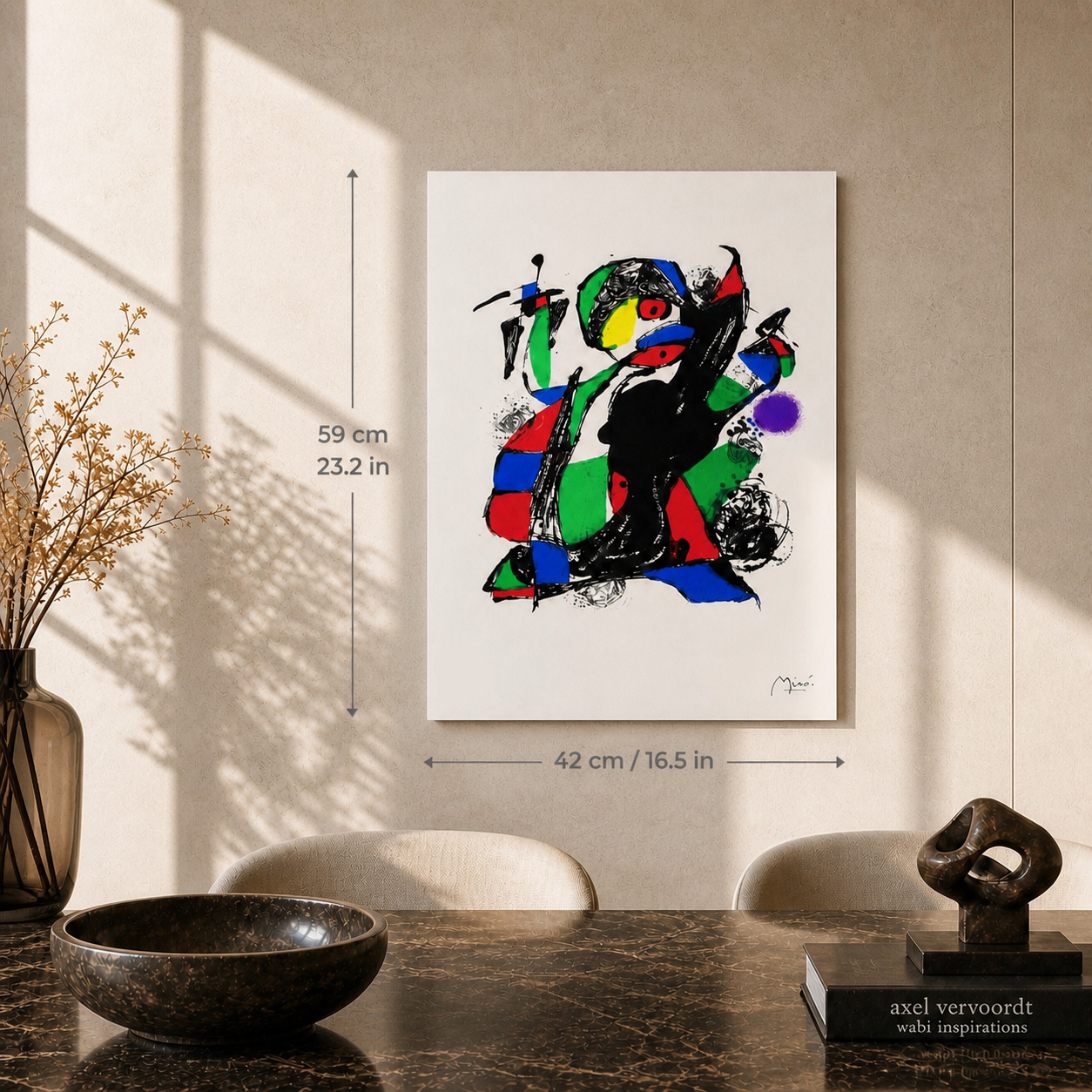 Joan Miró kontrastierende Komposition Lithographie Arches 300 g/m² 42 x 59 cm