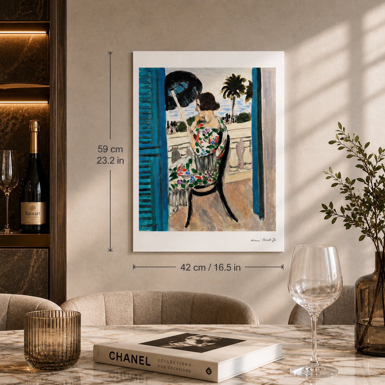 Henri Matisse Frau sitzt auf einem Balkon Lithographie auf Arches 300 g/m² 42 x 59 cm