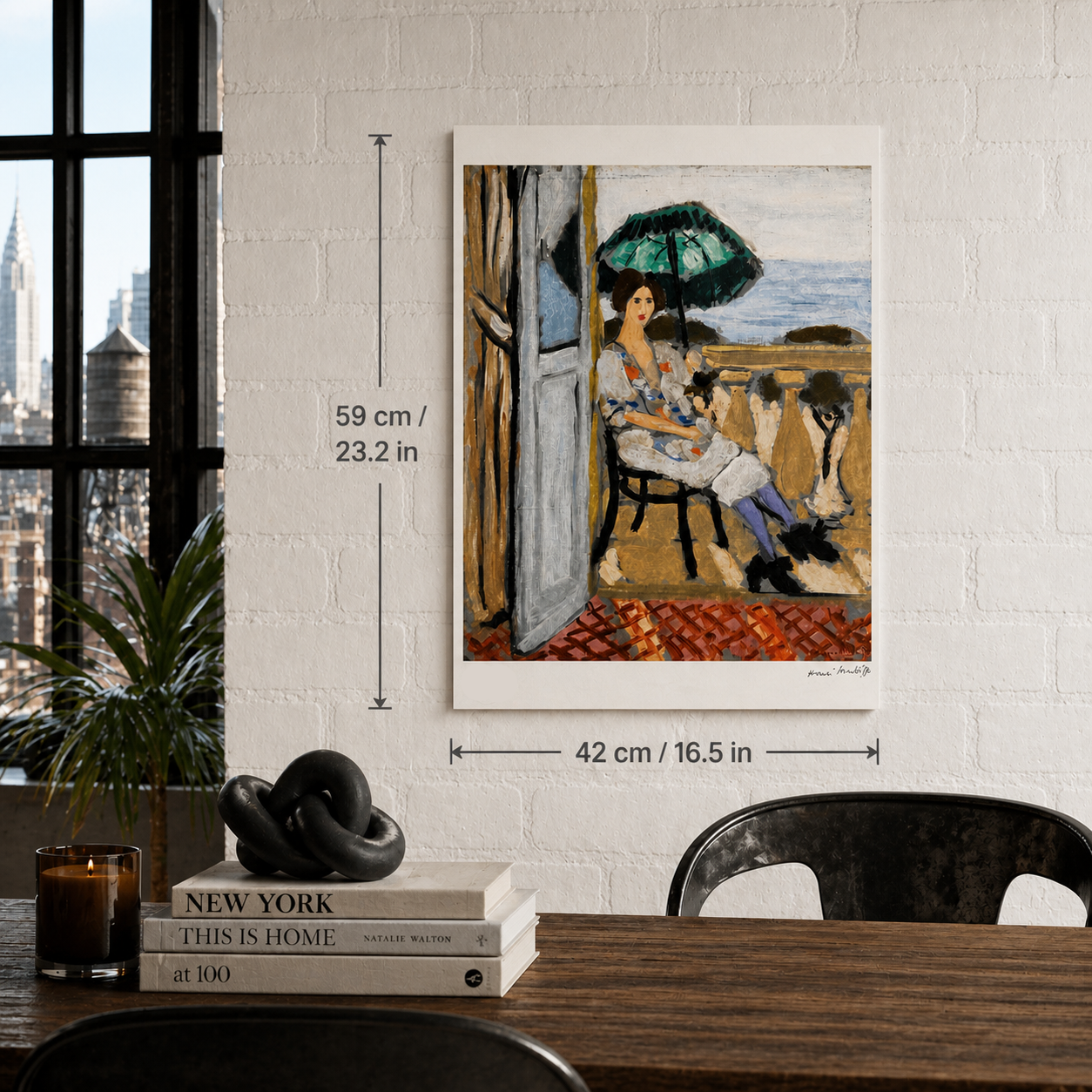 Henri Matisse Frau mit grünem Sonnenschirm Lithographie auf Arches 300 g/m² 42 x 59 cm