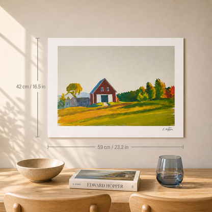 Edward Hopper Red Barn in Autumn Landscape Lithografie Arches 300 g/m² 42 x 59 cm
