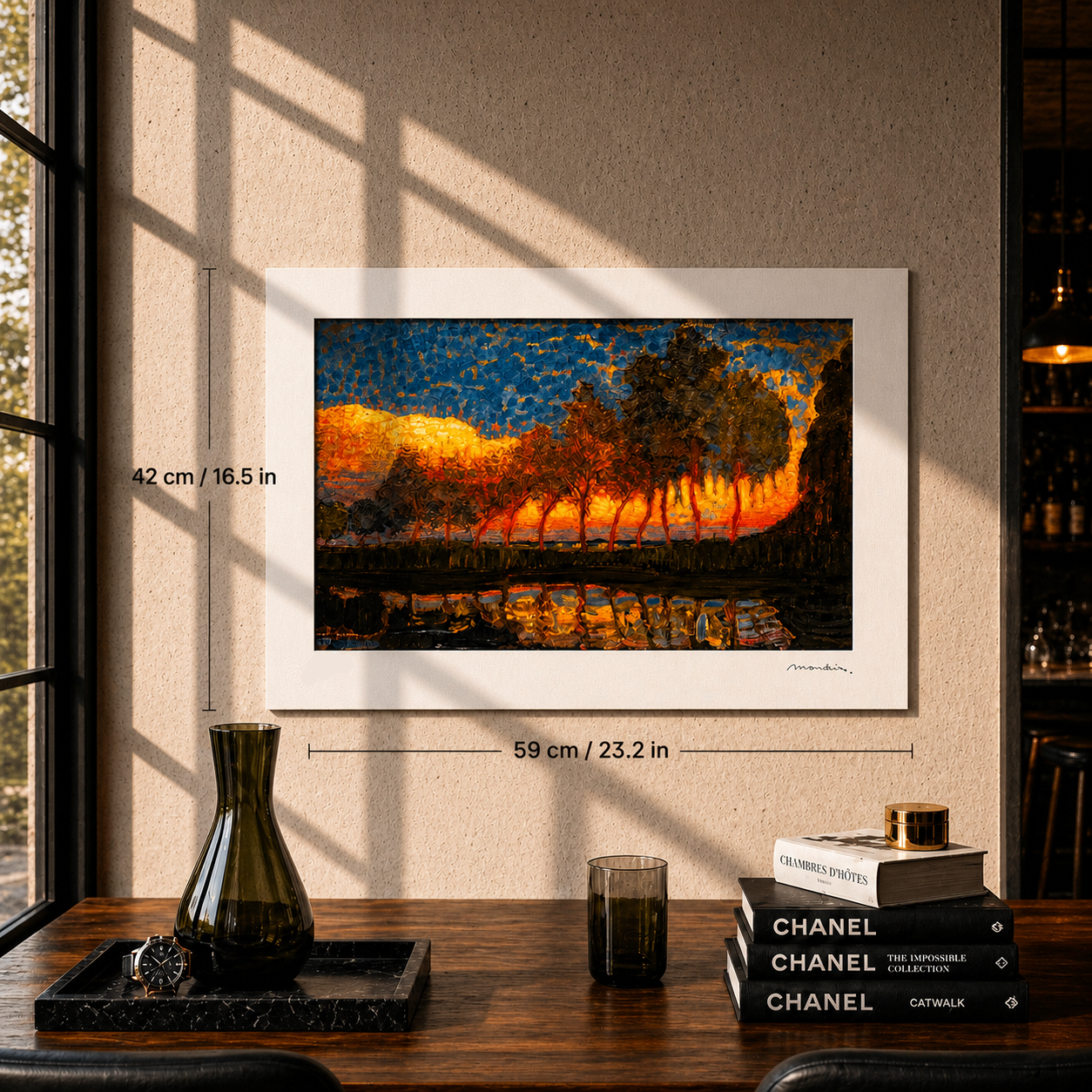 Piet Mondriaan Am See mit Bäumen Lithographie Bögen 300 g/m² 42 x 59 cm