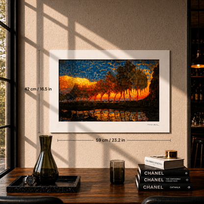 Piet Mondriaan Am See mit Bäumen Lithographie Bögen 300 g/m² 42 x 59 cm