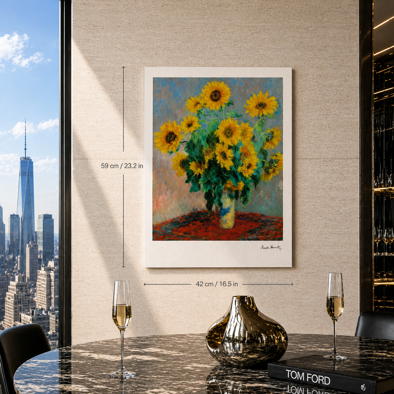 Claude Monet Blumen in Vase Lithografie Bögen 300 g/m² 42 x 59 cm