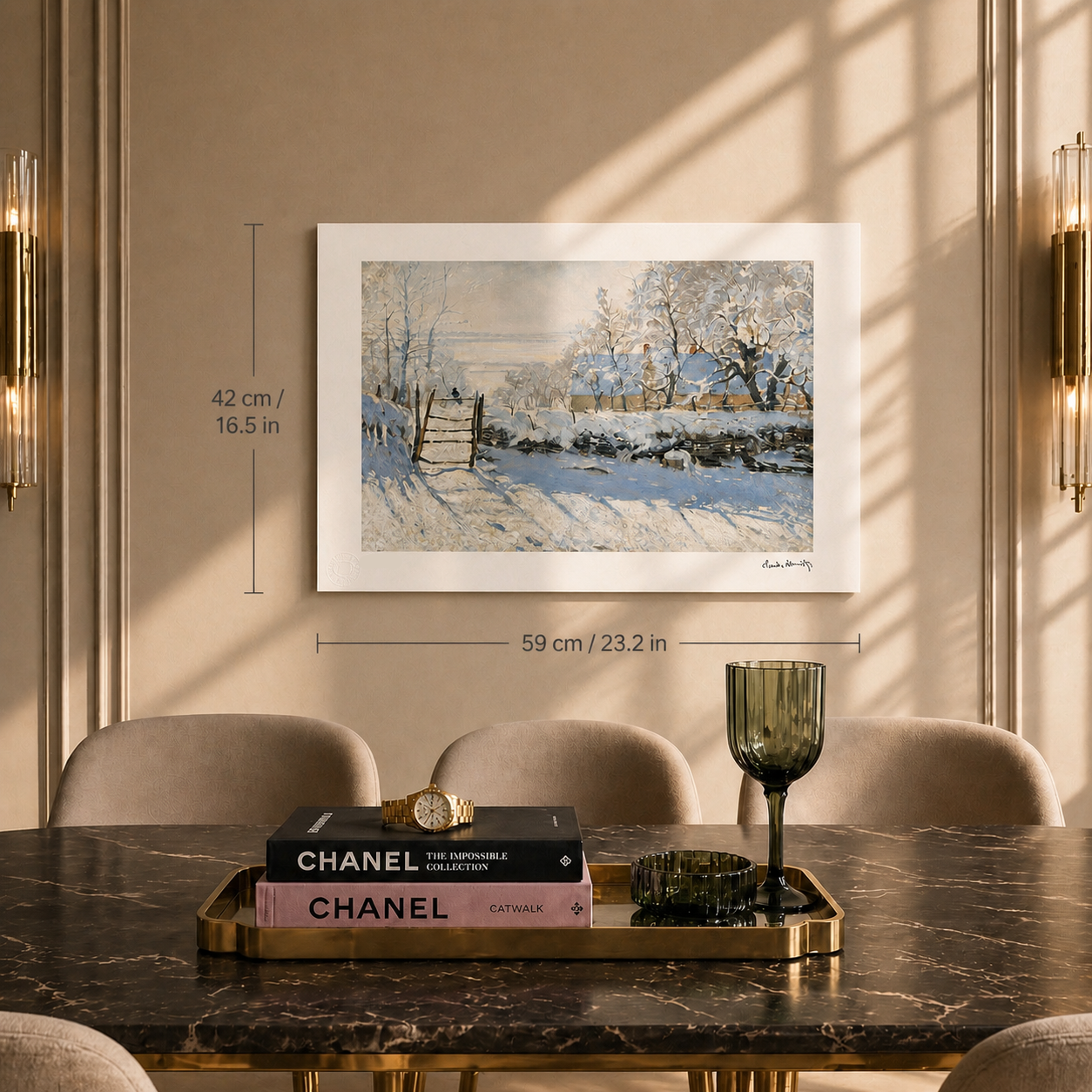 Claude Monet Le Pie Schneelandschaft Lithografie Bögen 300 g/m² 42 x 59 cm